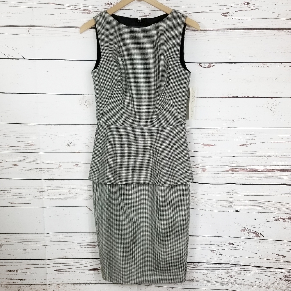 Lela Rose | Gingham Peplum Sheath Dress NWT